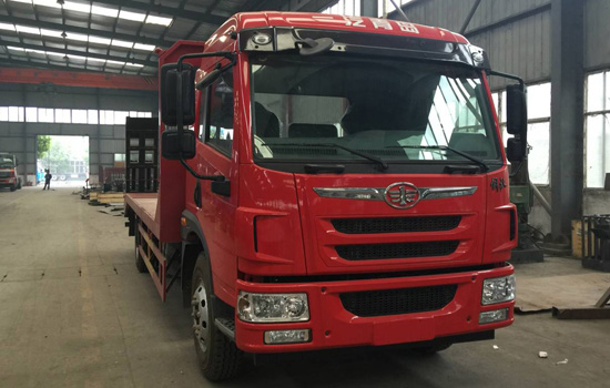 【國六】解放龍V單橋平板,150挖機平板