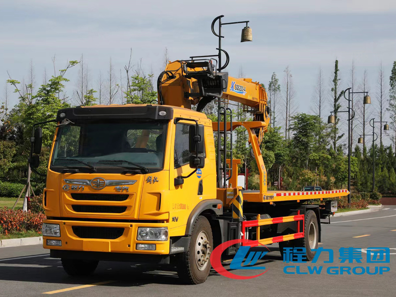 國六解放龍V帶吊平板清障拖車